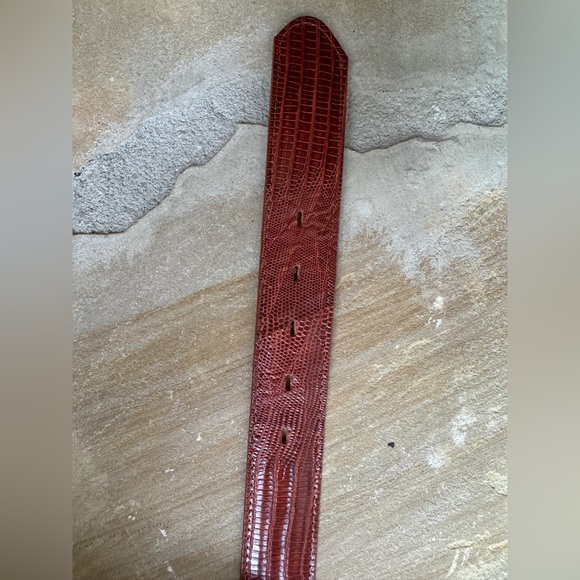 Vintage Justin Boots Mens Lizard Skin Belt Sz 38 Brown Western Cowboy No Buckle - Picture 3 of 10